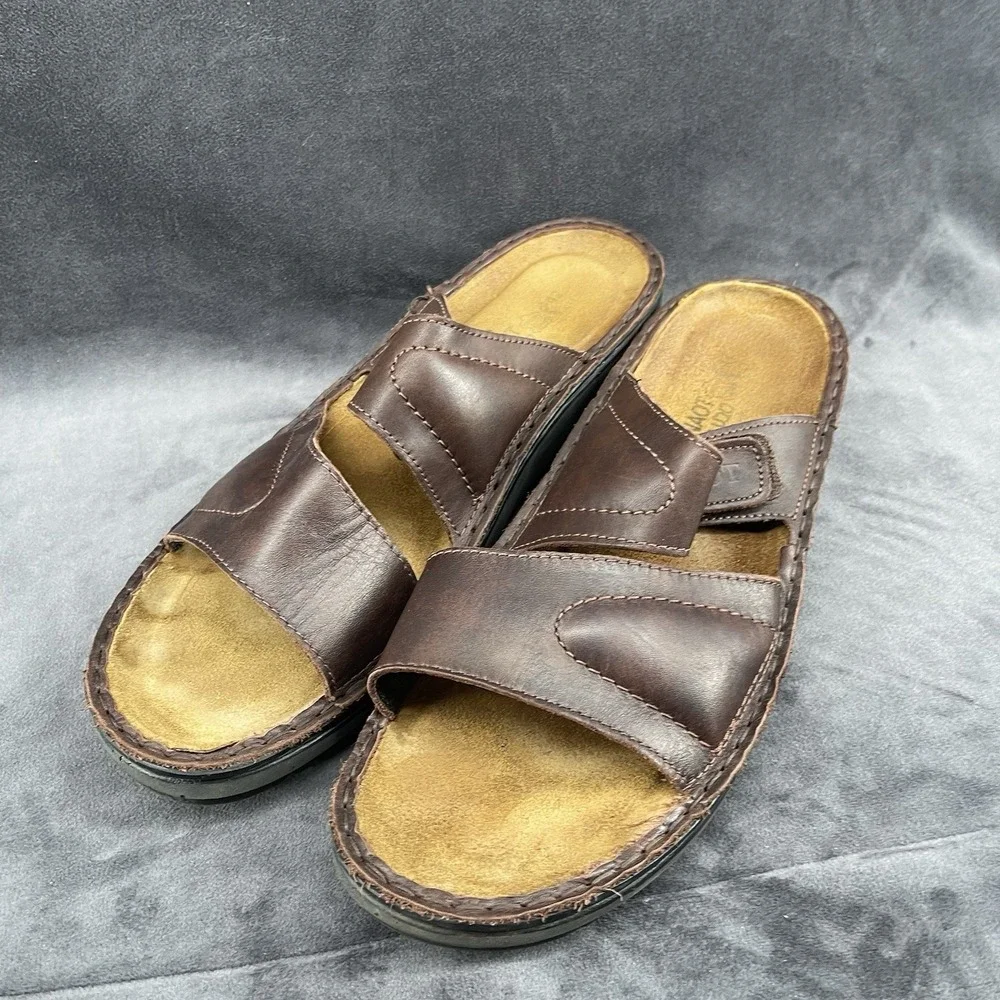 Naot Brown Leather Slide Sandals Men's EU 42 US 9 Adjustable Comfort